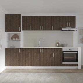 Set haaus V24, Stejar Bronz/Alb, Blat Thermo 28 mm, L 280 cm