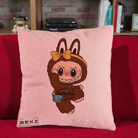 Perna Personalizata Kabuda Maro cu Funda Aurie, 40x40 cm, Roz, Husa Detasabila, Perna Inclusa, BEKZ®