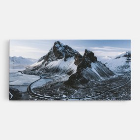 Tablou Canvas, 100x200cm, Dormitor si Living, Peisaje, Munti, Black Snowy Mountain