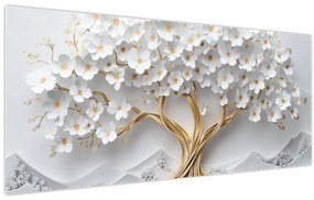 Tablou – Arborele vieții 3D plin de flori (120x50 cm)