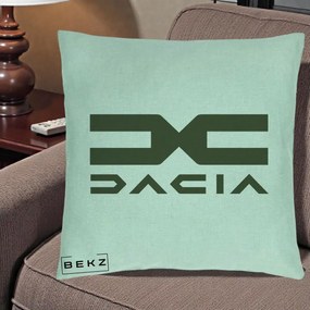 Perna Personalizata cu emblema Dacia, 40x40 cm, Verde Menta, Husa Detasabila, Perna Inclusa, BEKZ®