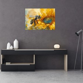 Tablou pe sticlă - Albină, acuarelă (70x50 cm)