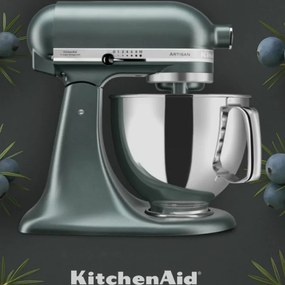 Mixer planetar KitchenAid Artisan Elegance 5KSM175PSEJP, 300 W, 4,8 l, Transmisie directa, 10 viteze, Verde inchis