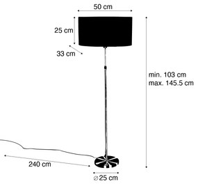 Lampă de podea neagră cu abajur oval din velur 50cm - Parte