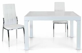 Scaun Emera, structura metalica argintie, piele ecologica - ALB