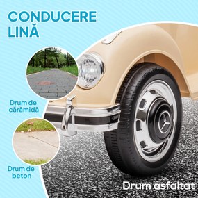 HOMCOM Masina Electrica pentru Copii, Auto pentru Copii Mercedes-Benz 6V cu Muzica, Varsta 18-48 Luni, Bej | Aosom Romania