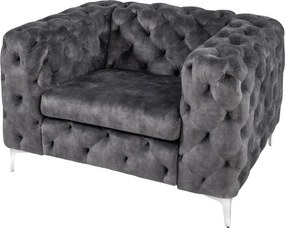 Fotoliu design Chesterfield, Catifea, Gri, MODERN BAROCK