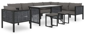 49404 vidaXL Set mobilier de grădină cu perne, 10 piese, antracit, poliratan