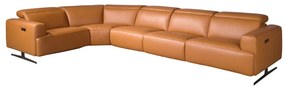 Coltar 5 locuri, Functia Relax, Sezlong Stanga, Cowhide maro
