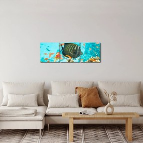 Tablou lumii submarine (cu ceas) (90x30 cm)