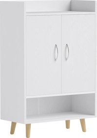 HOMCOM Dulap pentru încălțăminte, raft cu uși și polițe, pentru hol, comodă modernă pentru pantofi, suporturi pentru pantofi, 60 x 30 x 92 cm, Alb | Aosom Romania