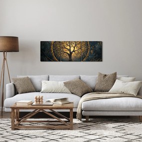 Tablou – Arbore cu aură aurie (cu ceas) (90x30 cm)