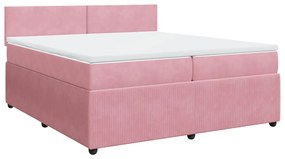 3287829 vidaXL Pat box spring cu saltea, roz, 200x200 cm, catifea