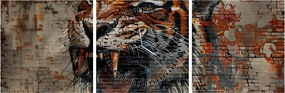 Tablou - Tigru din Cărămizi (cu ceas) (90x30 cm)