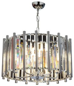 Candelabru cu lanț CRYSTALLINE, 6xE14/40W/230V, crom lucios