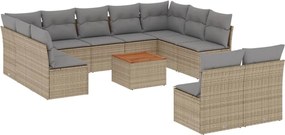 vidaXL Set canapele de grădină cu perne, 12 piese, bej, poliratan