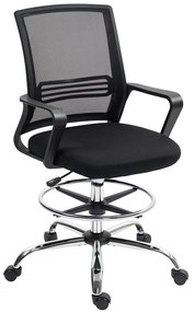 Scaun de birou HOMCOM, Scaun rotativ, Scaun de birou reglabil, cu role, Negru | Aosom Romania
