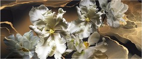 Tablou - Flori de orhidee pe fundal de marmură (120x50 cm)