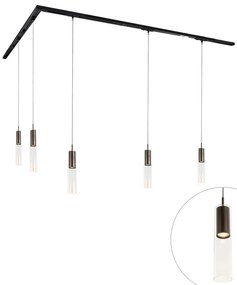 Sistem modern de iluminat pe șină cu 5 pendule bronz închis monofazat - Iconic Lloyd