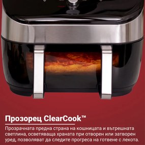 Friteuza cu aer cald Instant Pot Vortex Plus VersaZone ClearCook 140410001, 2 zone, 1700W, 8.5L, 6 programe, SyncCook, SyncFinish, Negru/Gri
