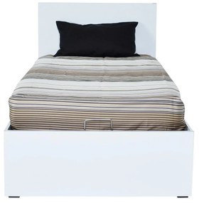 Pat de o persoană 90 cm Kalabora (cu somieră) (cu sp. depozitare) (alb). 1108497