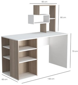 Birou haaus Ermes, Cordoba/Alb, 130 x 60 x 75 cm
