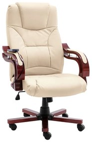 20568 vidaXL Scaun de masaj pentru birou, crem, piele naturală