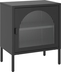 vidaXL Noptieră, negru, 50x35x60 cm, sticlă și oțel