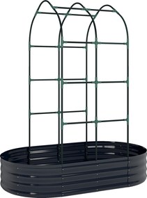 Outsunny Pat înălțat cu spalier, jardiniere metalice cu mănuși cutie de grădină 160 x 90 x 180 cm, Gri închis | Aosom Romania