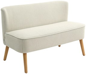 HOMCOM Canapea cu două locuri, umplutură moale, husă ușor de întreținut, până la 150 kg, 117 x 56,5 x 77 cm, Alb crem | Aosom Romania