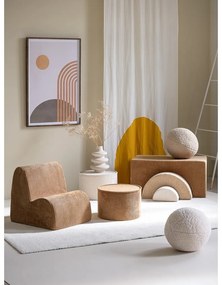 Puf de copii maro cu tapițerie din catifea reiată – Wigiwama