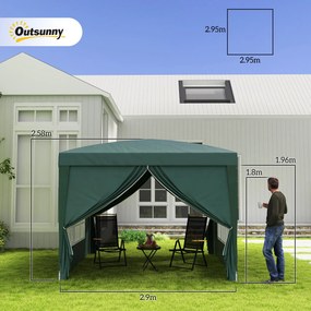 Outsunny Cort impermeabil 3x3 m pentru gradina, cort cu panouri laterale pliabile din otel si copertina din material Oxford, Verde | Aosom Romania