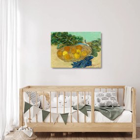 Tablou pe sticlă - Vincent van Gogh, Still Life of  Oranges and Lemons with  Blue Gloves, reproducere (70x50 cm)