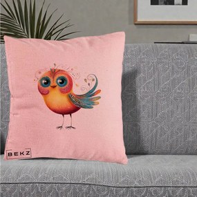 Perna Decorativa Pasare Vibranta cu Aripi Ornamentale, 40x40 cm, Roz, Husa Detasabila, Perna Inclusa, BEKZ®