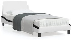 373104 vidaXL Cadru de pat cu tăblie alb și negru 90x190 cm piele artificială
