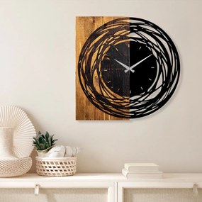 Ceas Decorativ de Perete Wooden Clock 39, Lemn / Metal