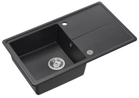 Chiuveta compozit incastrata Quadron Pop Tony 111 negru punctat 78x45 cm