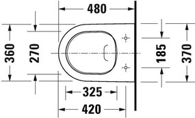 Set Vas WC suspendat cu capac soft close Duravit D-Neo Compact Rimless 36x48 cm evacuare orizontala