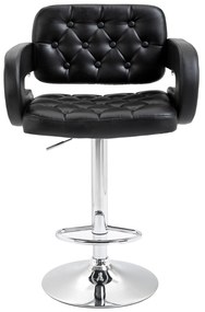 HOMCOM Taburet de bar pivotant scaun de bar reglabil pe înălțime cu spătar suport pentru picioare și cotiere 61x50x94-114cm negru | Aosom Romania