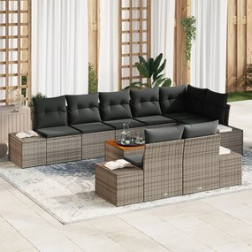 vidaXL Set de canapele pentru grădină cu pernă 9 pcs Gri Rattan poli