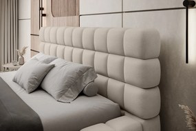 Pat tapitat cu somiera rabatabila si lada depozitare, 180x200 cm, ELTAP, BE-DIZ-MET-18TOU, Dizzle, metal/poliester, bej