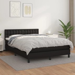 3141125 vidaXL Pat box spring cu saltea, negru, 140x200 cm, piele ecologică