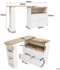 Masă de bar rotativă la 360°, Alb | Aosom Romania