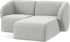 Colțar gri deschis cu tapițerie din catifea (cu colț pe partea dreaptă/cu șezlong) Lani – Makamii