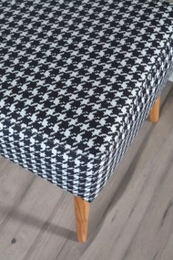 Taburet patrat imprimeu pepit Valencia Homs, 42 x 45 x 42 cm alb-negru