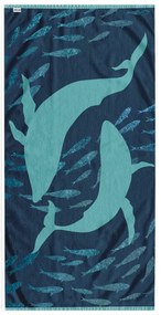 Prosop de plajă albastru 90x180 cm Dolphin – DecoKing