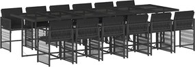 vidaXL Set mobilier de grădină cu perne, 13 piese, negru, poliratan