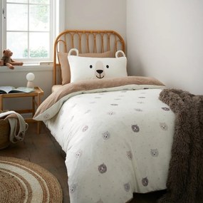 Lenjerie de pat pentru copii maro-crem din micropluș/cocolino pentru pat de o persoană 135x200 cm Cosy Bear – Catherine Lansfield