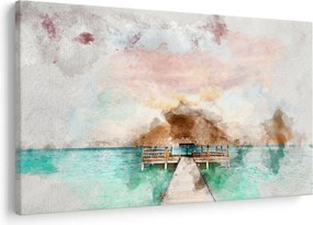 Tablou - Maldive, debarcader din lemn (90x60 cm)