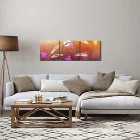 Tablou - Fluture roz (cu ceas) (90x30 cm)